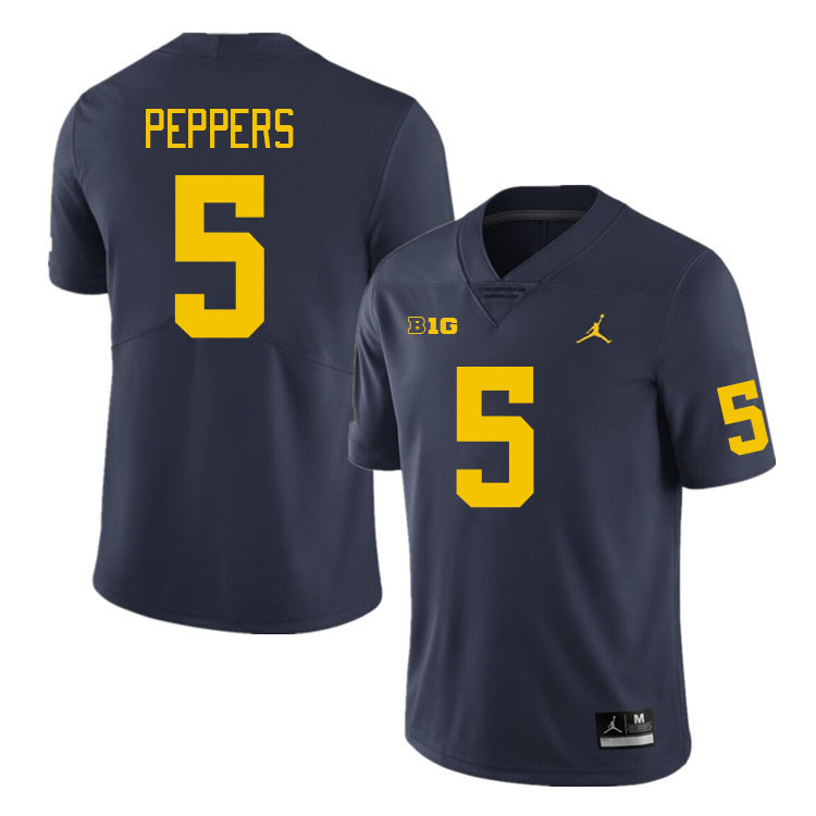 Michigan Wolverines #5 Jabrill Peppers College Football Jerseys Stitched Sale-Navy